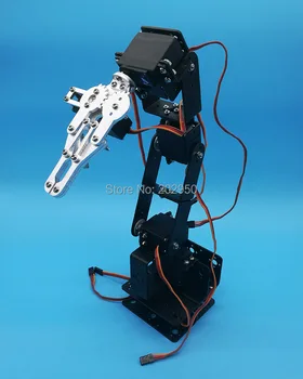 1 комплект Черного Алюминиевого Робота 6 DOF Arm Clamp Claw Mount Kit Механическая Роботизированная Рука MG996R Сервоприводы (опционально) Для Arduino DIY Robot
