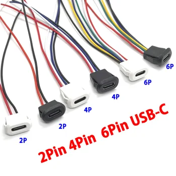 1 шт. USB-C Type 6Pin Водонепроницаемый USB-разъем Прямого сжатия, гнездо для розетки, интерфейс зарядки со сварочной проволокой