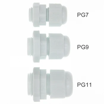 10шт Водонепроницаемый Кабельный ввод IP68 PG7 для 3-6,5 мм-10 мм PG9 PG11 Белый Нейлоновый Пластиковый Разъем