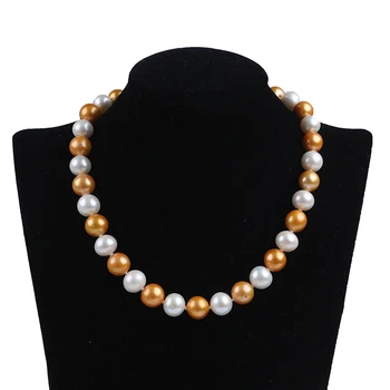 11-13 мм белого и золотого цвета Edison Круглой формы Ожерелье из пресноводного жемчуга, браслет, комплект ювелирных изделий для женщин