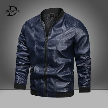 2023 Новые мужские кожаные куртки на осень-зиму, модная мужская куртка со стоячим воротником, ветрозащитное теплое пальто, Размер мужской брендовой одежды 5XL