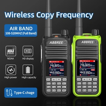2шт ABBREE AR-730 108-520 МГц Air Band TypeC Зарядная Рация Беспроводная Частота Копирования 256CH Многофункциональное Двустороннее Радио