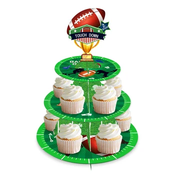 3-х Уровневая Спортивная стойка для регби, американского футбола, кексов, украшения для детского Дня рождения, подставка для торта и десерта, принадлежности для вечеринок