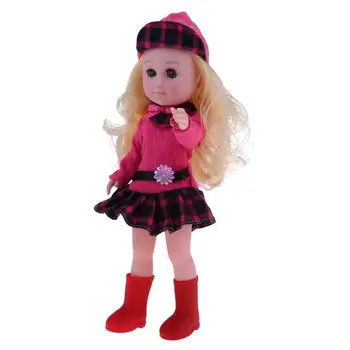 30-сантиметровая реалистичная кукла-девочка, мягкая виниловая модель с красной клетчатой одеждой, костюм в подарок на день рождения