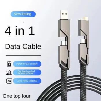 4 em 1 cabo de carregamento rápido usb um tipo c carregador de fio para samsung xiaomi oppo tablet do telefone móvel cabo de car