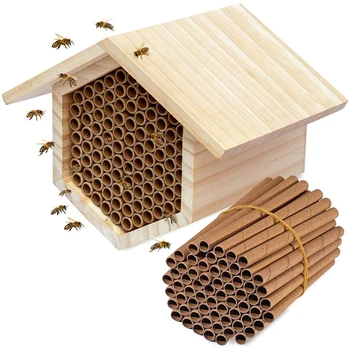 50 ШТ Бумажные Вкладыши для Пчелиных Трубочек Mason Бумажные Вкладыши для Гнезд Насекомых Подарок для Пчеловода Картонная Трубка для Пчелиного Домика