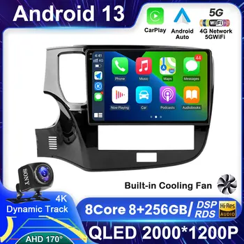 Android 13 Auto Carplay Для Mitsubishi Outlander 3 III GF0W GG0W 2018-2022 Автомобильный Радио Мультимедийный Видеоплеер Навигация GPS QLED