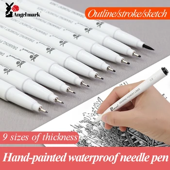Angel Mark Профессиональный набор игольчатых ручек для рисования, художественные маркеры, ручная роспись, эскиз, Тонкая подводка для рисования, школьные принадлежности