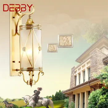 DEBBY Nordic Открытый Латунный Настенный Светильник LED Медное Бра Креативный Дизайн Декора для Домашнего Двора Коридора Прохода