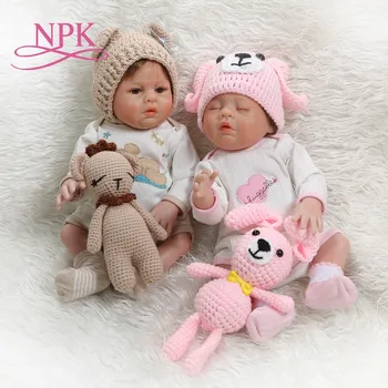 NPK 48 СМ кукла bebe reborn новорожденный ребенок-близнец мальчик и девочка ручная детальная роспись мизинец вид всего тела силикон