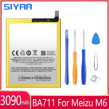 SIYAA Аккумулятор BA711 Для Meizu M6 Meilan 6 M711M M711C M711Q M711H Высокой Емкости 3090 мАч Замена Литий-ионного аккумулятора Мобильного телефона