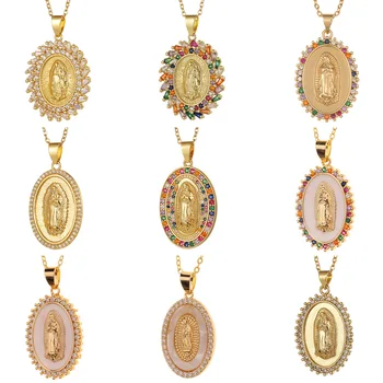 WANGAIYAO новая мода религиозные ювелирные изделия медь микро-вставка циркон Дева Мария кулон ожерелье верующие ключицы цепи ювелирные изделия