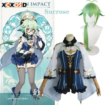 XCXOSD Аниме Genshin Impact Sucrose Косплей костюм игрового персонажа Наряд для женщин Парик Костюм Парадная форма Полный комплект