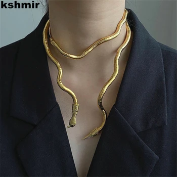 kshmir 2021, новое металлическое панк-изогнутое ожерелье, металлические аксессуары, ожерелье из черной змеи и мужской браслет, вечеринка по случаю дня рождения
