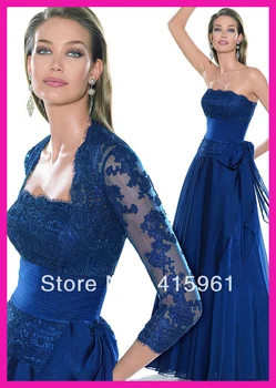 vestido de madrinha farsali Королевские синие кружевные шифоновые платья для матери невесты длиной до пола с жакетом 2019 года для свадеб