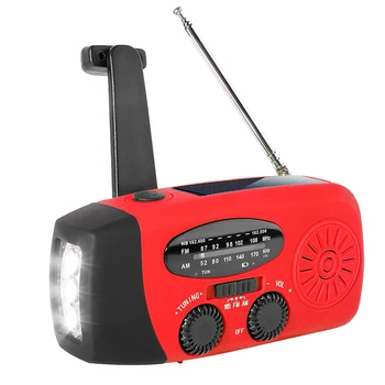 Аварийное радио с ручным приводом от солнца, FM/AM, радио оповещения о погоде со светодиодной подсветкой, функция Power Bank, водонепроницаемые радиоприемники IPX3