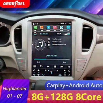 Автомобильный Стереоприемник Toyota Highlander 2001-2007 Bluetooth GPS 12-дюймовый Мультимедийный Центральный Головной блок Android 13 Беспроводной CarPlay