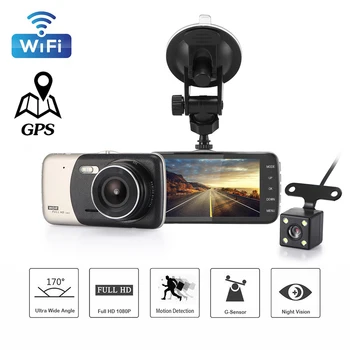 Автомобильный видеорегистратор WiFi 4.0 Full HD 1080P Видеорегистратор Камера заднего вида Видеомагнитофон Автоматический Черный Ящик Видеорегистратор ночного видения GPS Автомобильные Аксессуары