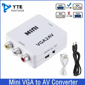 Адаптер-конвертер YIGETOHDE Mini VGA в AV С 3,5 Мм Аудио 1080P VGA в RCA HD Conver Conversor Для ПК-телевизора HD Computer To TV