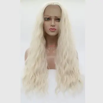 Белокурый синтетический кружевной парик с длинными волнистыми волосами для косплея трансвестита, синтетические кружевные передние парики