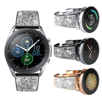 Бриллиантовый Ремешок для Samsung Galaxy Watch 3 41мм 45мм Ремешок Браслет S3 S2 42мм 46мм Active 2 Gear Sport 20мм 22мм Женский Браслет