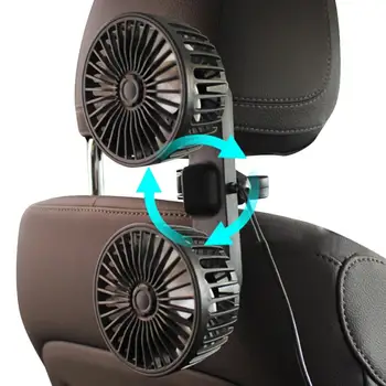 Вентилятор автокресла, электрический автоматический вентилятор охлаждения для заднего сиденья, 5 В Портативный вентилятор автокресла с питанием от USB, вращающийся на 360 градусов с 3 скоростями