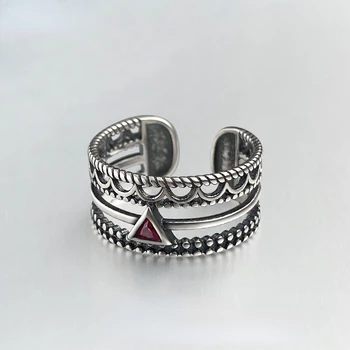 Винтажное готическое панк-обернутое двойное кольцо унисекс с красным кристаллом Открытое кольцо Банкетные ювелирные аксессуары Подарок