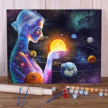 Вселенский космический пейзаж Своими руками Раскрась по номерам Полный комплект Акриловых красок 50*70 Картина по номерам Фото На стену Ручной работы