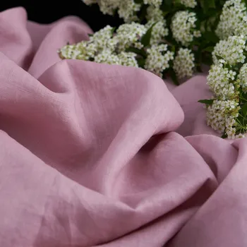 Высококачественная льняная ткань для песочной стирки, однотонная ткань розового цвета, халат высокого класса, брюки, рубашка в стиле пэчворк