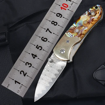 Дамасский складной нож для выживания на открытом воздухе для кемпинга, удобный в переноске, мини-инструменты EDC для защиты