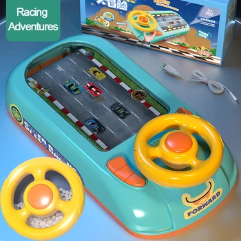 Детский гоночный игрушечный автомобиль с рулевым колесом, электронное моделирование, Приключенческая настольная игра, имитация вождения, Игрушки для детей