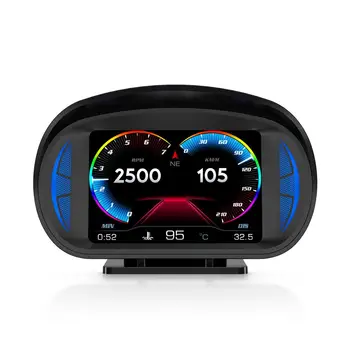 Дисплей P2 HUD OBD2 Головной дисплей автомобиля с измерителем наклона, GPS спидометром, датчиком оборотов в минуту, бортовым компьютером