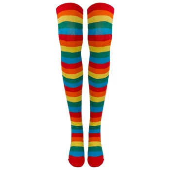 Женские Полосатые забавные Длинные носки на Хэллоуин, чулки выше колена, Кавайные Хлопчатобумажные вязаные гетры, подарки для носков