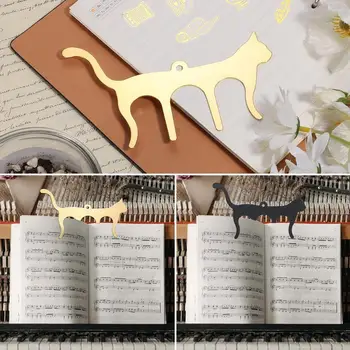 Зажим для пюпитра, металлический зажим для нотной книги с покрытием в форме кошки, Музыкальная закладка для пианино, книга для клавишных музыкантов, Никель