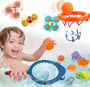 Игрушка для купания малыша, Водные игрушки для мальчиков, Ванна для ванной, Баскетбольное кольцо с 1 мячом, Детский игровой набор на открытом воздухе, Милый Кит