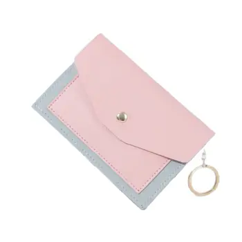 Короткий кожаный бумажник Бизнес-кейс для кредитных карт Желтый Фиолетовый Черный Розовый Светло-голубой Оранжевый Брелок с несколькими слотами