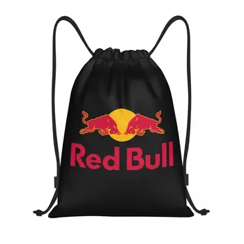 Красный рюкзак с двойным бычьим шнурком для животных, женский мужской рюкзак для спортивного зала, складная хозяйственная сумка из коровьей кожи, мешок