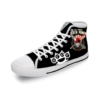Кроссовки с высоким берцем Five Finger Death Punch, мужская женская повседневная обувь для подростков, белая парусиновая обувь для косплея, дышащая легкая обувь