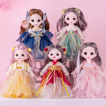 Кукла Bjd 16 см, 3D имитация глаз, куклы с несколькими подвижными суставами и одежда для девочек, игрушка-одевалка 