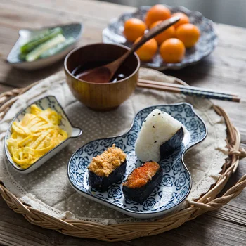 Линао синий и белый фарфор посуда набор современной хозяйки керамические суши блюдо чаша ручной росписью эмаль японская посуда посуда