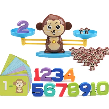 Математическая игрушка, Весы для балансировки Обезьяны, Обучающая Цифровая цифра, Весы для балансировки Монтессори, Математическая игра Монтессори, Обучающие игрушки для детей