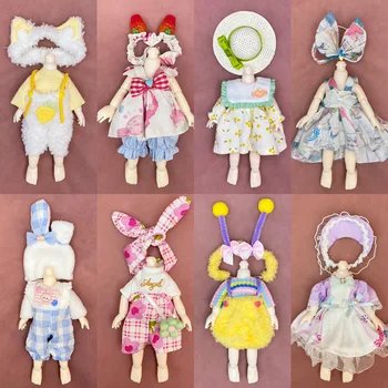Милая Кукольная Одежда 16 см 1/8 Bjd Doll Dress Up Аксессуары Юбка в стиле Лолиты и Шляпа / Головной Убор для Куклы Ob11