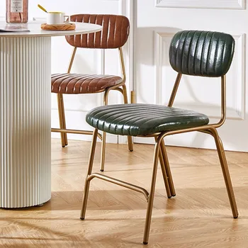 Минималистичные Обеденные стулья с золотыми металлическими ножками, Современное Скандинавское кресло для чтения, Эргономичный Шезлонг, Дизайнерская мебель для спальни и сада Cadeira