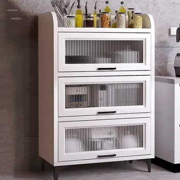 Многослойные кухонные шкафы Полка с дверцей Многофункциональный обеденный боковой шкаф для хранения микроволновой печи Напольный кухонный шкаф