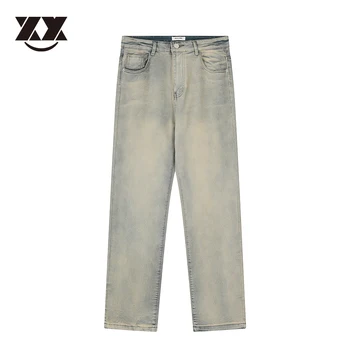 Модные мешковатые джинсы с буквенным принтом, джинсы для хай-стрит, готические джинсовые брюки, мужская уличная одежда Harajuku, Повседневные свободные джинсовые брюки