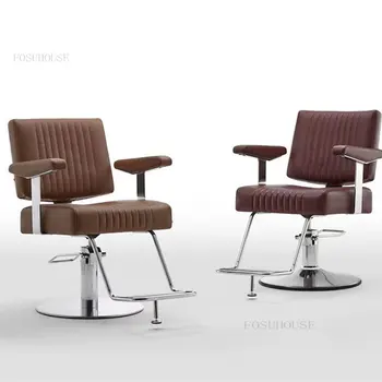 Модные парикмахерские кресла, вращающееся парикмахерское кресло, легкое роскошное кресло для стрижки волос для парикмахерской, стул для салона красоты