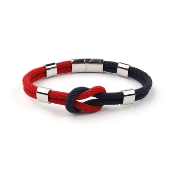Модный Миланский браслет из титановой стали, красная веревка, плетеный проволочный браслет, Мужские и женские пары, браслет с концентрическим узлом, веревка