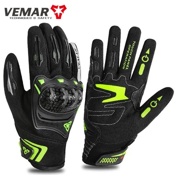 Мотоциклетные перчатки VEMAR, Летние дышащие велосипедные перчатки с полными пальцами Для мужчин, защитные аксессуары для мотоциклистов, велосипедные перчатки