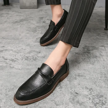 Мужская повседневная обувь из натуральной кожи люксового бренда 2023, мужские лоферы, Мокасины, Дышащие слипоны, Черные туфли для вождения, Большие размеры 37-47