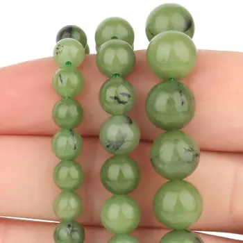 Натуральный камень Зеленый Халцедон Нефрит Круглый шарик для изготовления ювелирных изделий Strand 15